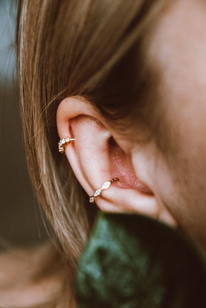 a person with the earring open