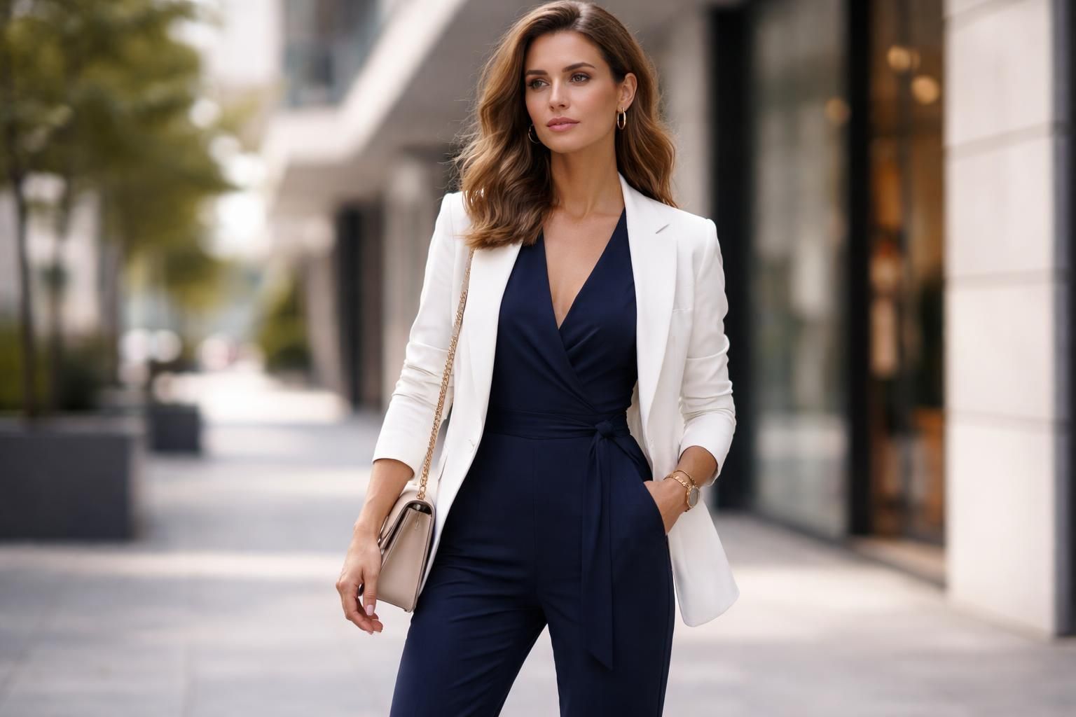 découvrez nos conseils mode pour choisir la veste idéale à porter avec une combinaison bleu marine lors d'un rendez-vous, alliant élégance et style.