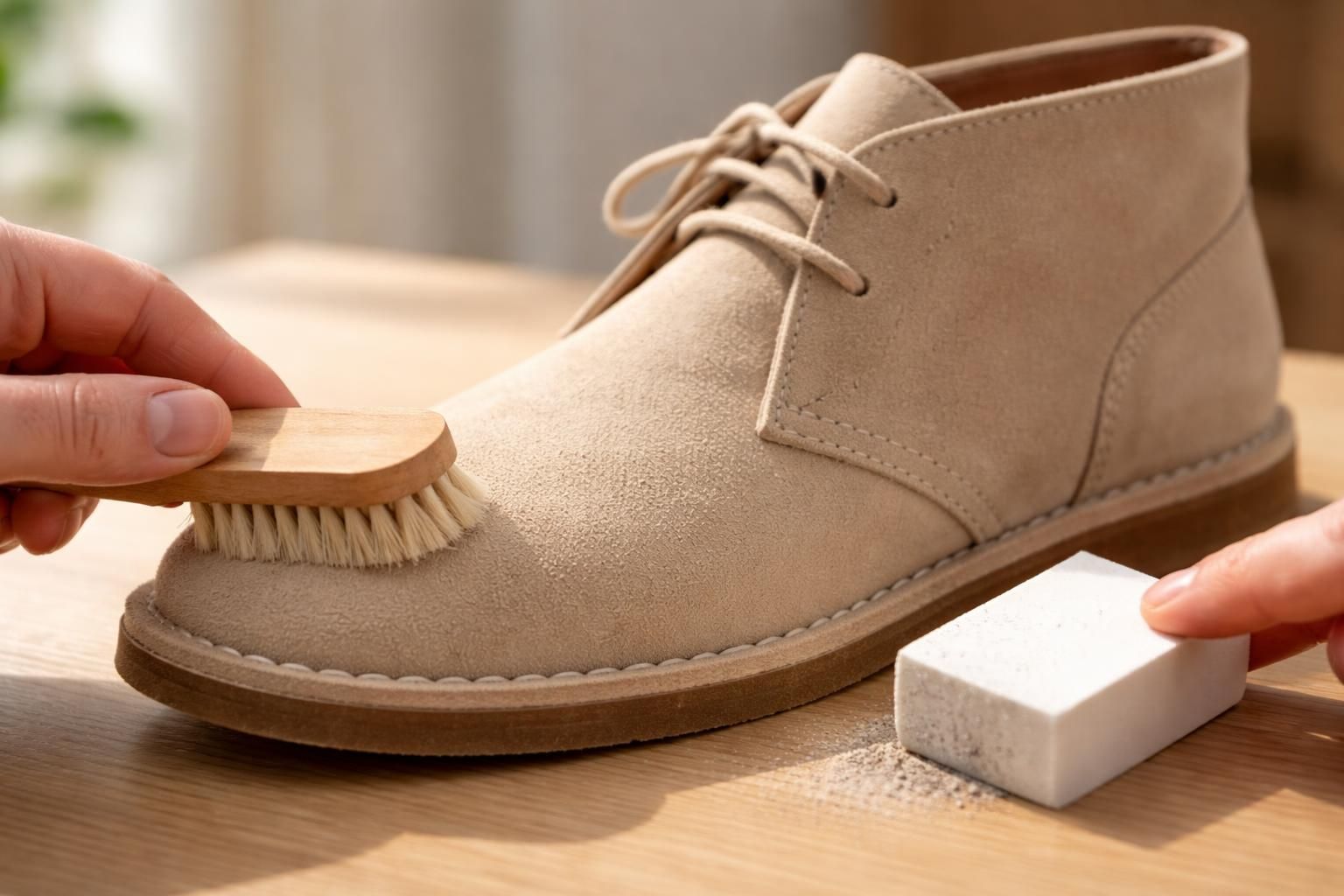 découvrez comment nettoyer efficacement le daim de vos chaussures grâce à la méthode simple et naturelle « brosse + gomme » pour retrouver des chaussures comme neuves.