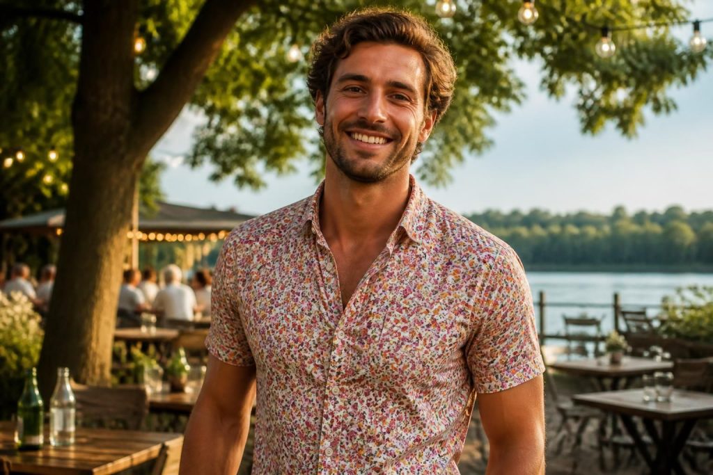 découvrez la chemise guinguette pour homme, l'indispensable de vos sorties estivales alliant style rétro et confort pour un look décontracté et tendance.