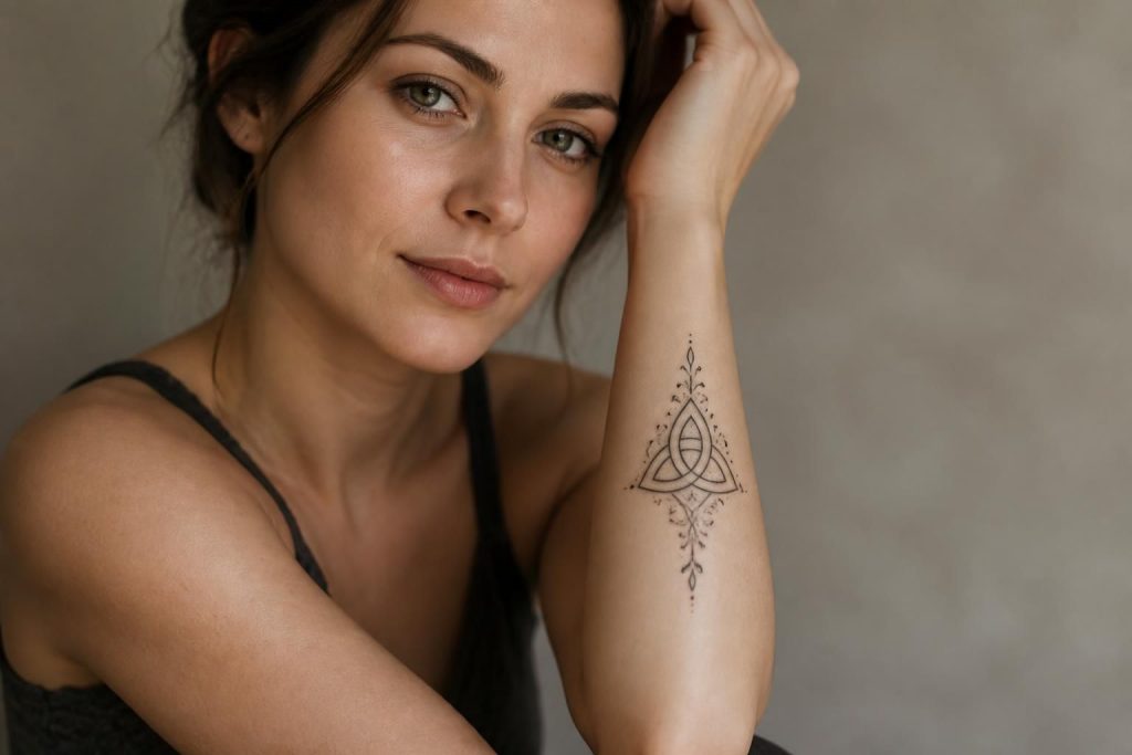découvrez pourquoi le tatouage triquetra est un choix populaire chez les femmes, symbole de spiritualité, d'équilibre et de connexion profonde.